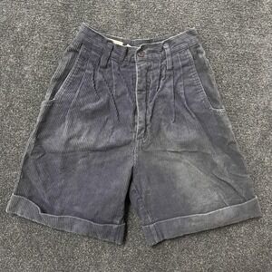 RIO Bermuda Shorts Womens Small Blue Corduroy Pleated Cuffed Relaxed Casual